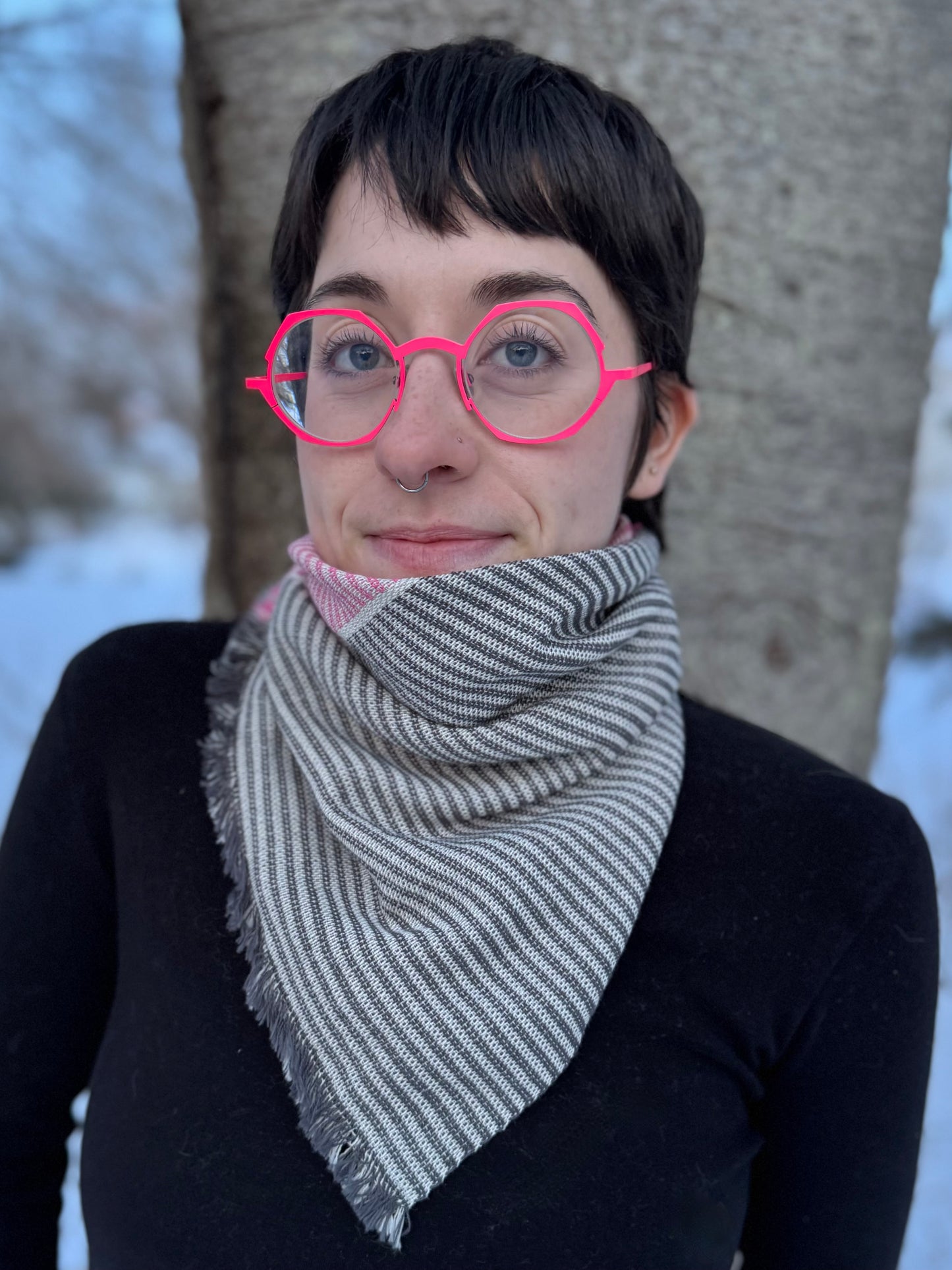 neighbor bandana / slate and pink